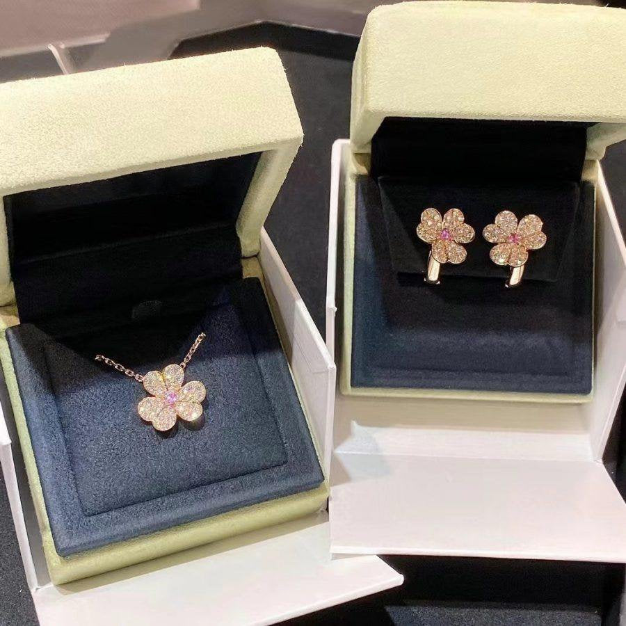 [Luxery]FRIVOLE PINK GOLD FLOWER DIAMOND EARRINGS