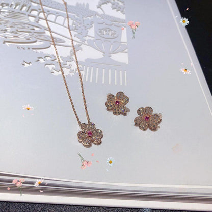 [Luxery]FRIVOLE PINK GOLD FLOWER DIAMOND EARRINGS