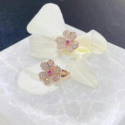 [Luxery]FRIVOLE PINK GOLD FLOWER DIAMOND EARRINGS