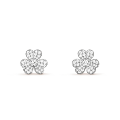 [Luxery]FRIVOLE SILVER FLOWER DIAMOND EARRINGS