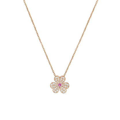 [Luxery]FRIVOLE ROSE GOLD FLOWER DIAMOND NECKLACE