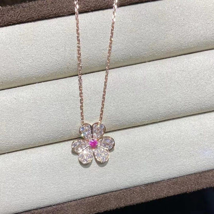 [Luxery]FRIVOLE ROSE GOLD FLOWER DIAMOND NECKLACE