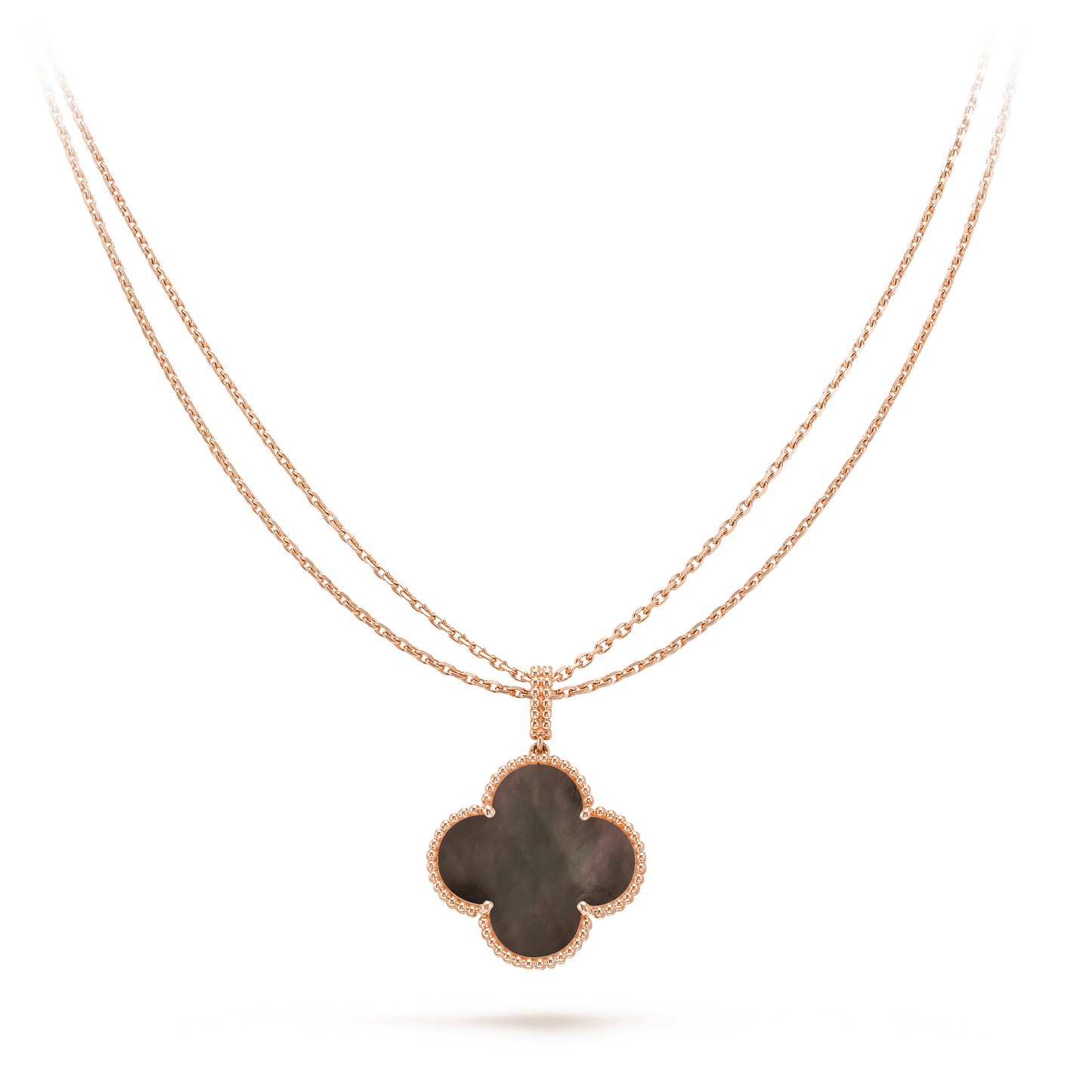 [Luxery]CLOVER 25MM GOLD DARK MOP BIG CLOVER NECKLACE