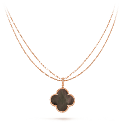 [Luxery]CLOVER 25MM GOLD DARK MOP BIG CLOVER NECKLACE