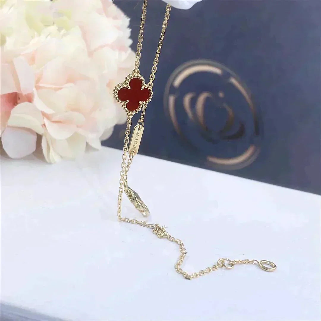 [Luxery]CLOVER  CARNELIAN SINGLE FLOWER BRACELET
