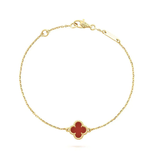 [Luxery]CLOVER  CARNELIAN SINGLE FLOWER BRACELET
