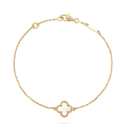 [Luxery]CLOVER WHITE MOP SINGLE FLOWER BRACELET
