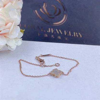 [Luxery]CLOVER WHITE MOP SINGLE FLOWER BRACELET