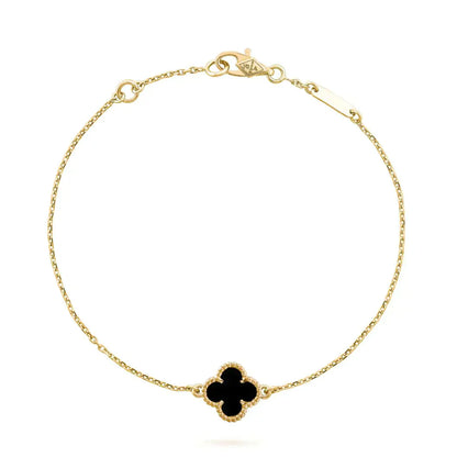 [Luxery]CLOVER ONYX SINGLE FLOWER BRACELET