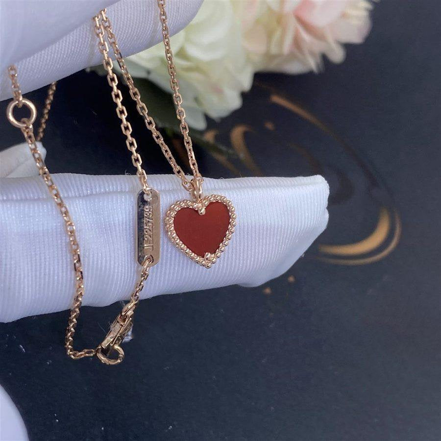 [Luxery]SWEET CLOVER CARNELIAN HEART NECKLACE