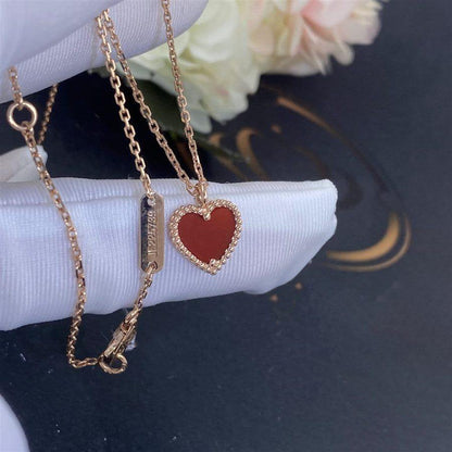 [Luxery]SWEET CLOVER CARNELIAN HEART NECKLACE