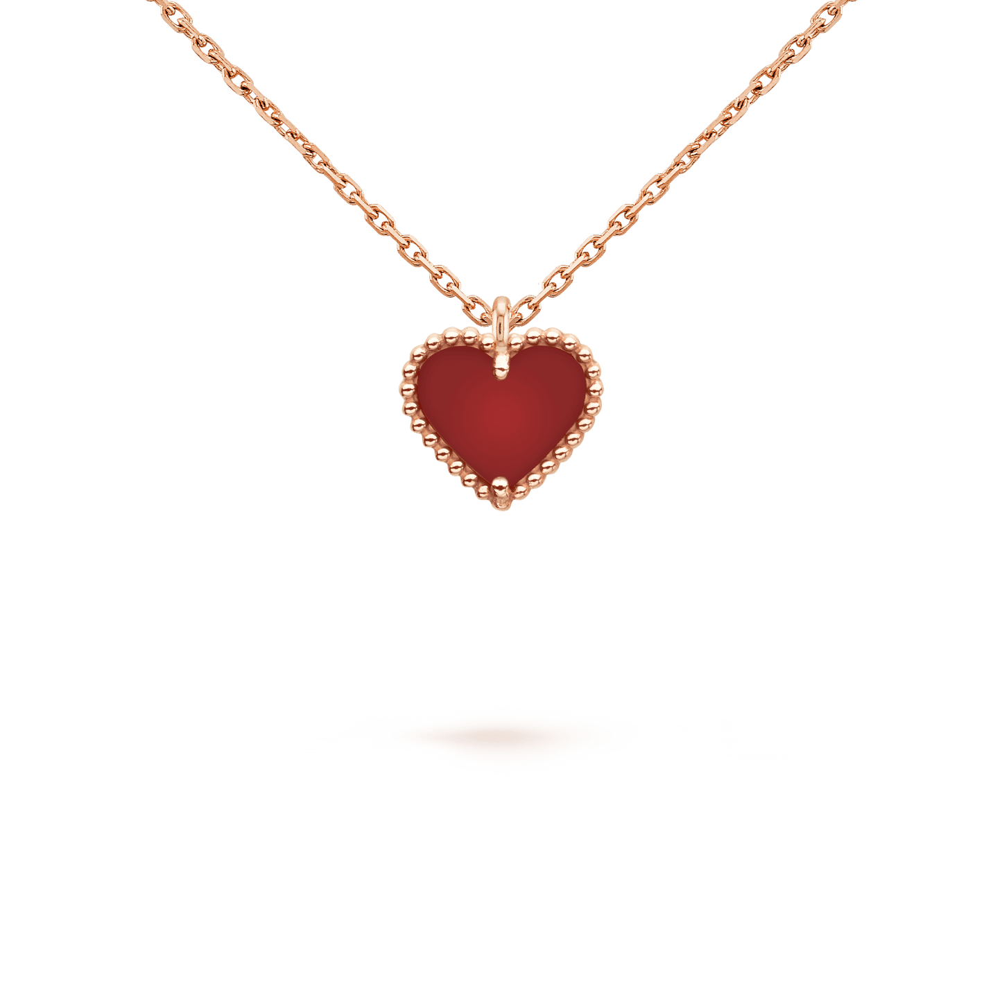 [Luxery]SWEET CLOVER CARNELIAN HEART NECKLACE