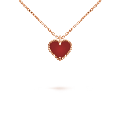 [Luxery]SWEET CLOVER CARNELIAN HEART NECKLACE
