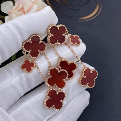 [Luxery]CLOVER EARRINGS CARNELIAN 4 MOTIFS PINK GOLD