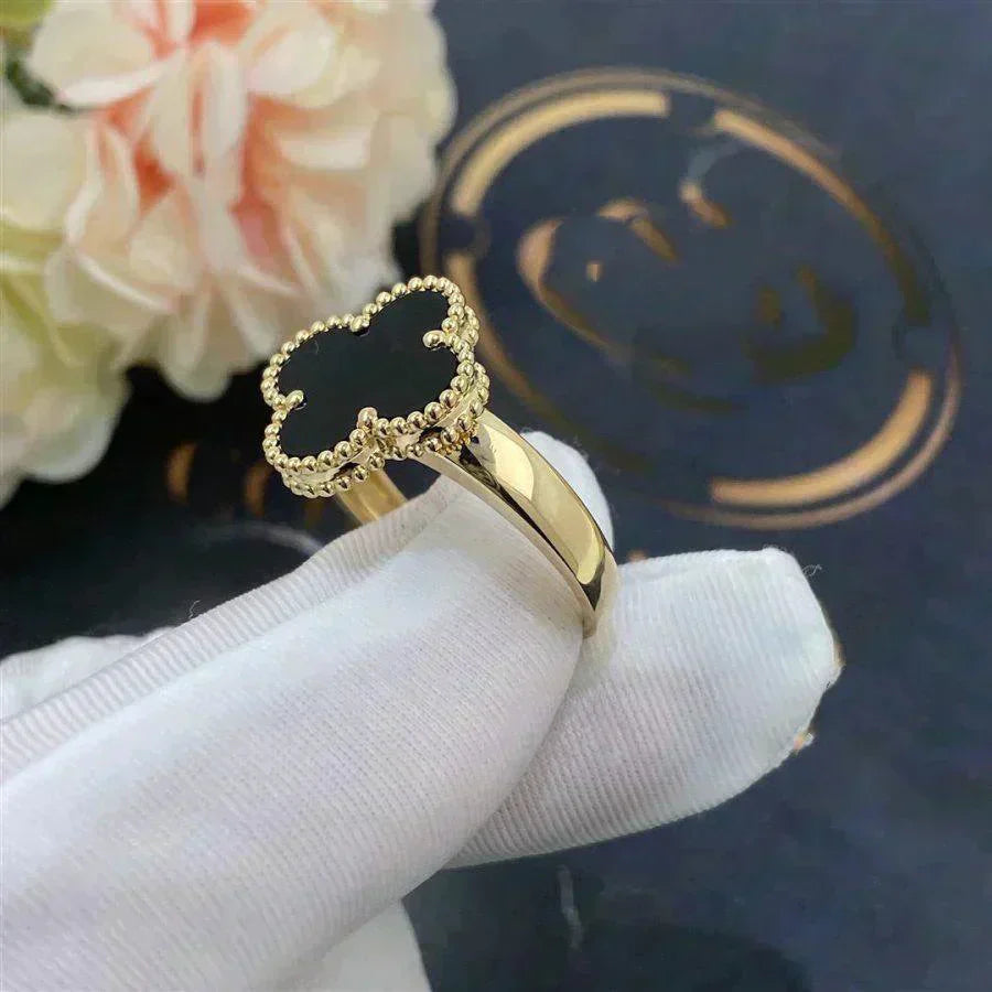 [Luxery]CLOVER ONYX RING