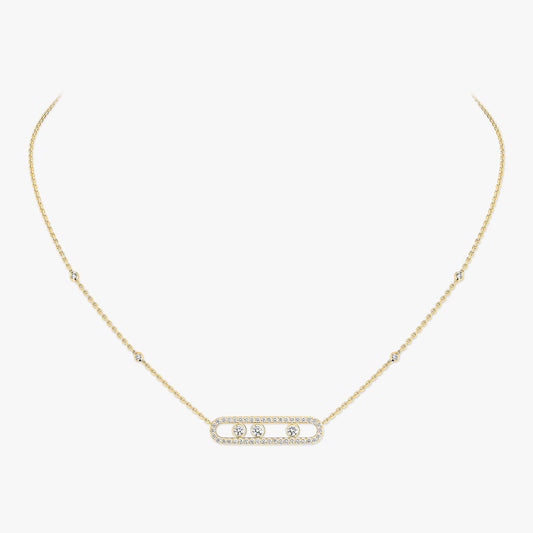 [Luxery] Move Pave_ Rose Gold Diamond Necklace