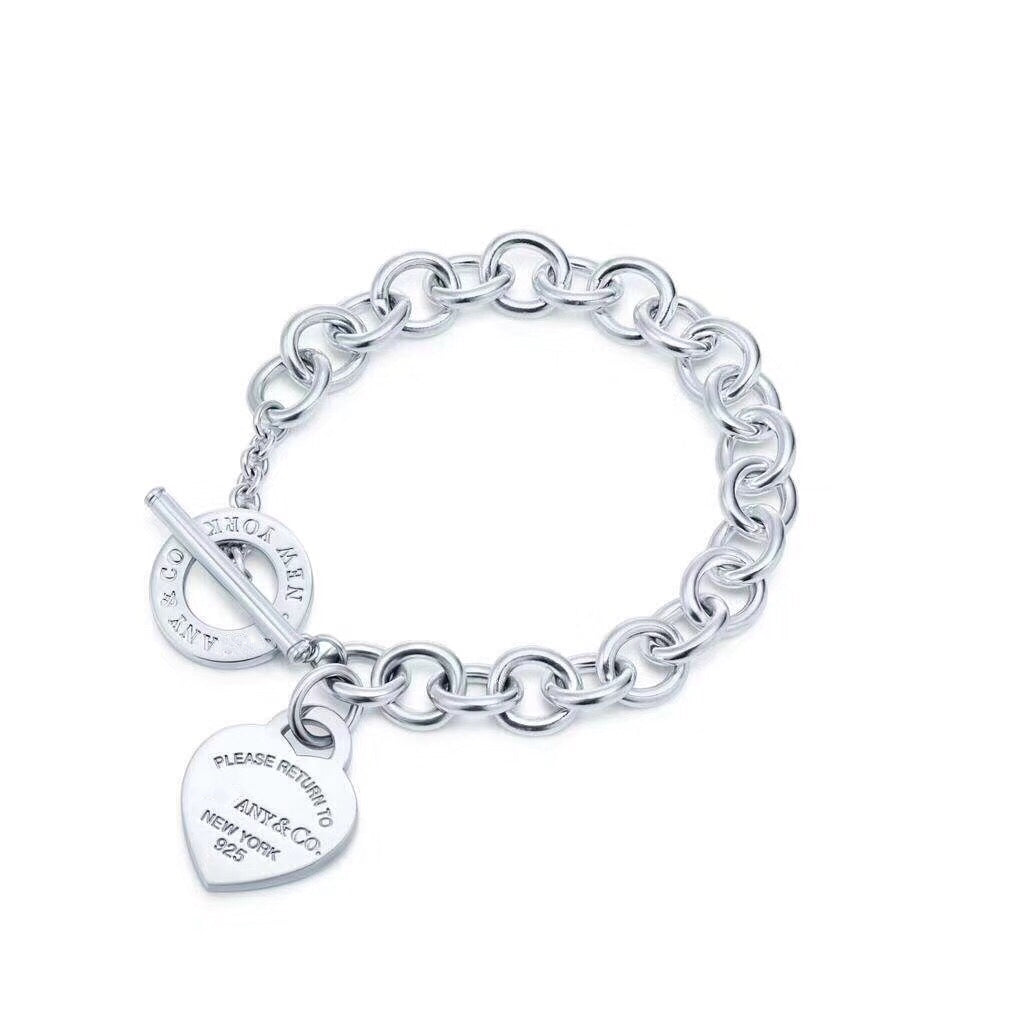 [⭐Luxery Jewels]LOVE HEART PIN-SCHLIESSEN-ARMBAND RETURN TO TIF SILBER