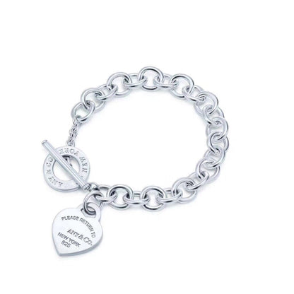 [⭐Luxery Jewels]LOVE HEART PIN-SCHLIESSEN-ARMBAND RETURN TO TIF SILBER