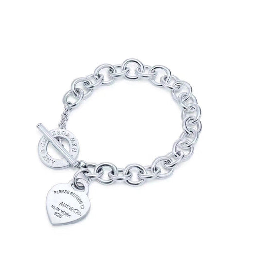 [⭐Luxery Jewels]LOVE HEART PIN BUCKLE RETURN TO TIF SILVER BRACELET