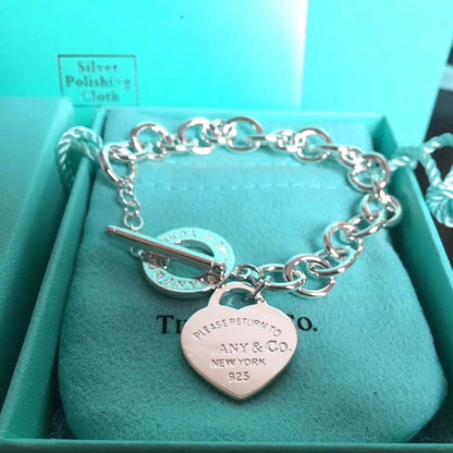 [⭐Luxery Jewels]LOVE HEART PIN-SCHLIESSEN-ARMBAND RETURN TO TIF SILBER