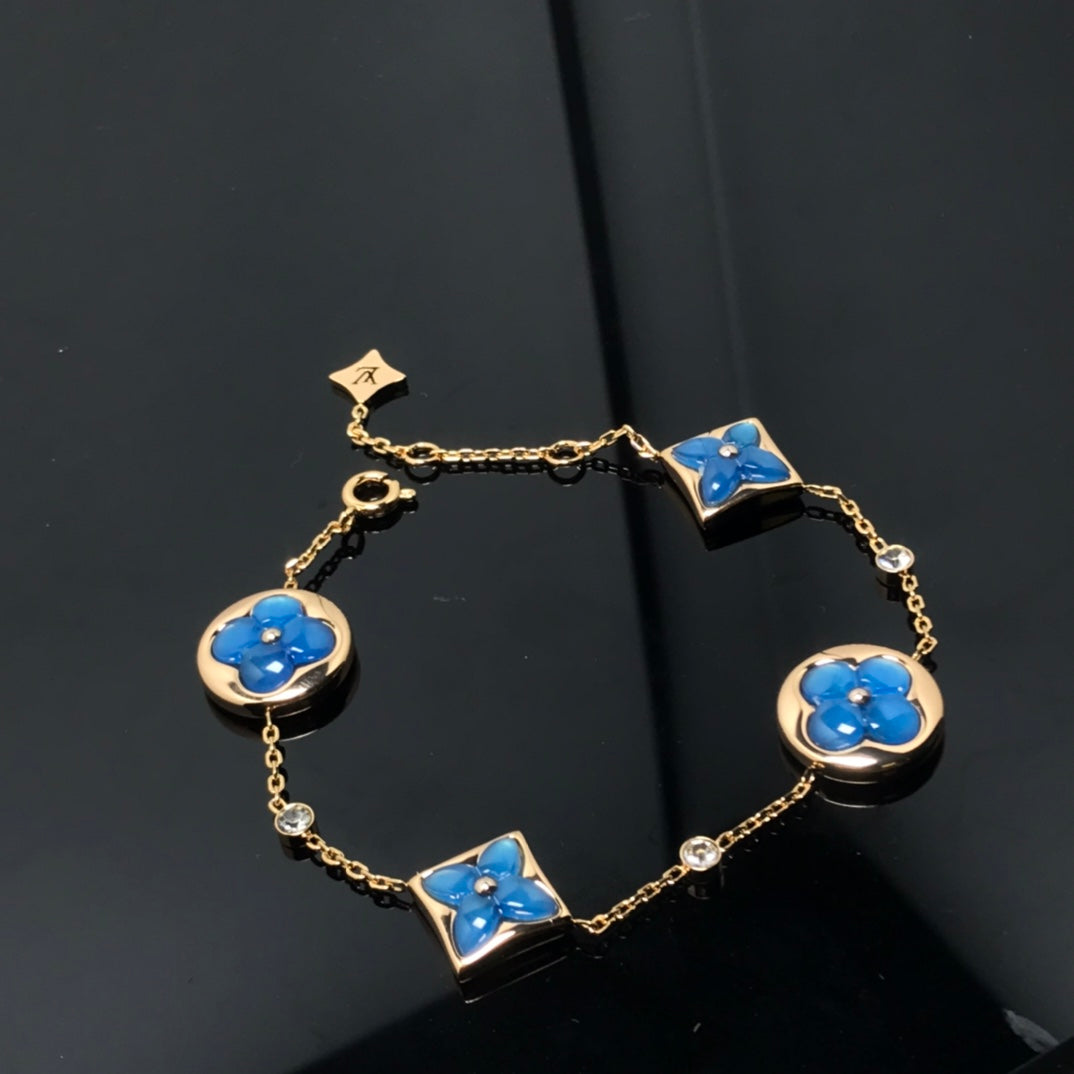 [Luxery]STAR AND SUN 4 MOTIF BLUE BRACELET