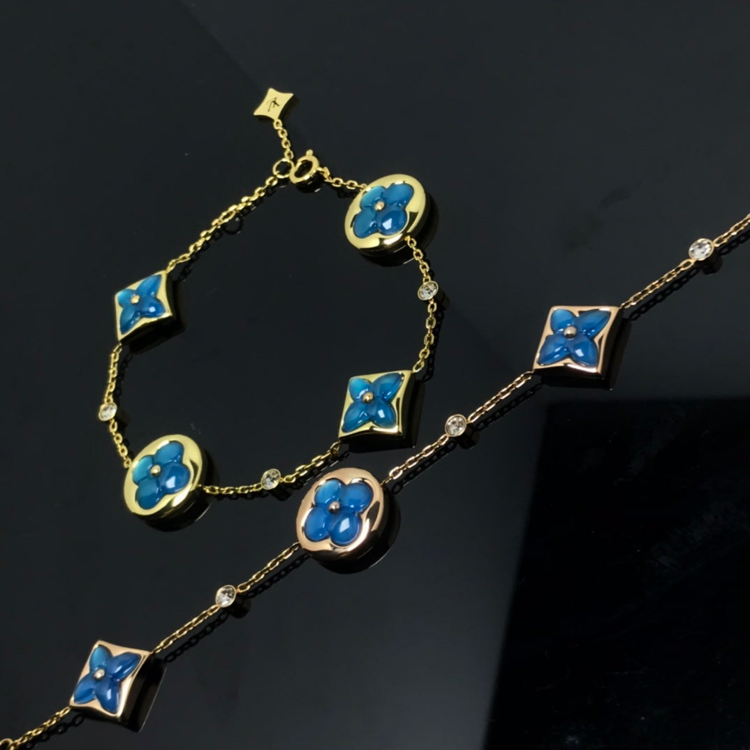 [Luxery]STAR AND SUN 4 MOTIF BLUE BRACELET