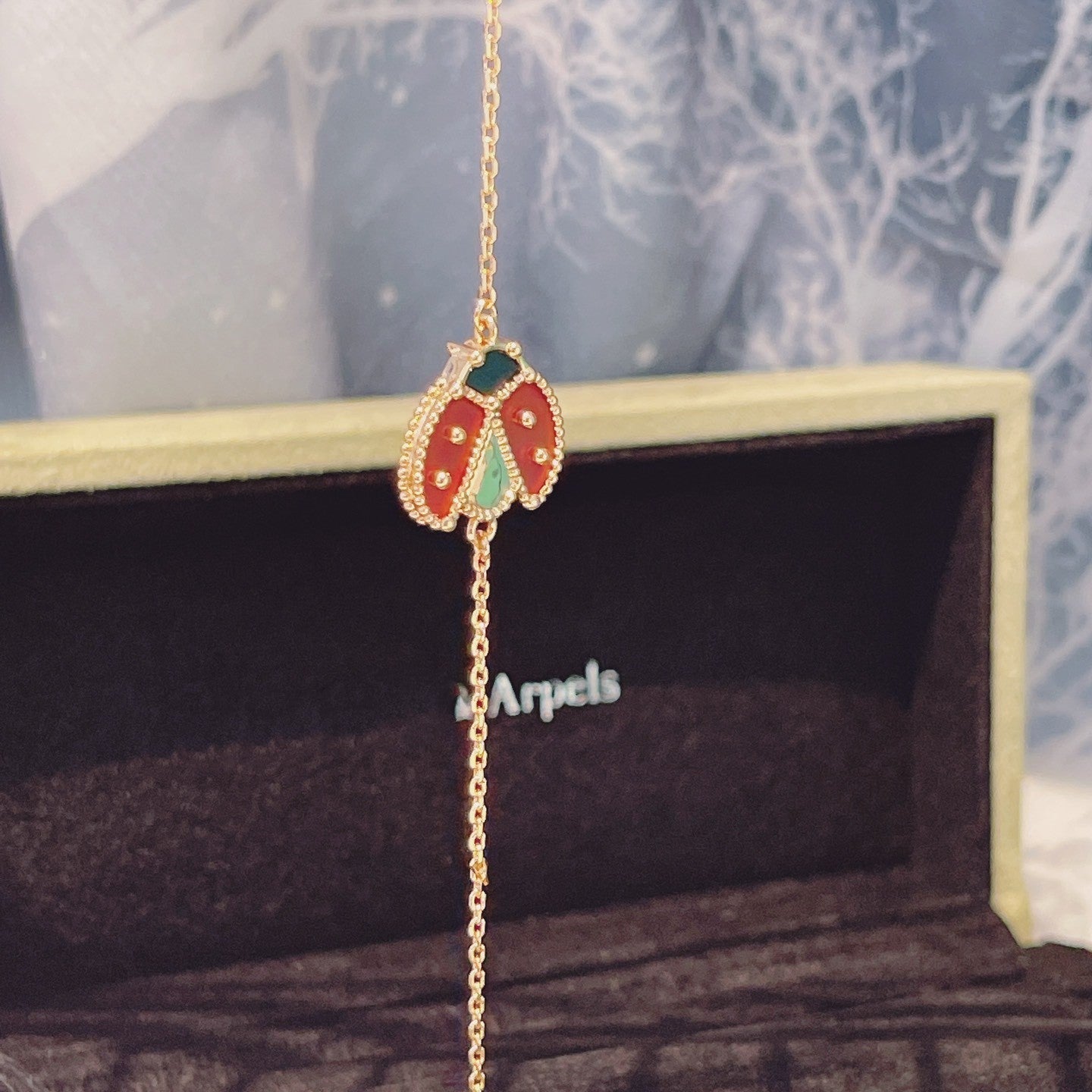 [Luxery]LUCKY SPRING 1 MOTIF PINK GOLD BRACELET