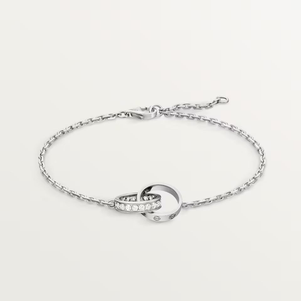 [⭐Luxery]LOVE DOPPELRING-ARMBAND MIT HALB-DIAMANTBESATZ