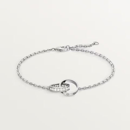 [⭐Luxery]LOVE DOPPELRING-ARMBAND MIT HALB-DIAMANTBESATZ