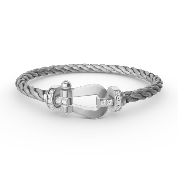 [Luxery]FORCE LARGE HORSESHOE HALF DIAMOND BRACELET SILVER