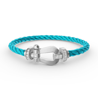 [Luxery]FORCE LARGE HORSESHOE HALF DIAMOND BRACELET SILVER