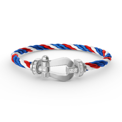 [Luxery]FORCE LARGE HORSESHOE HALF DIAMOND BRACELET SILVER