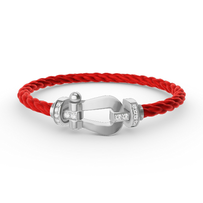 [Luxery]FORCE LARGE HORSESHOE HALF DIAMOND BRACELET SILVER
