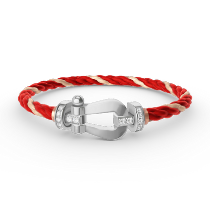 [Luxery]FORCE LARGE HORSESHOE HALF DIAMOND BRACELET SILVER