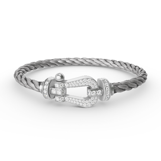 [Luxery]FORCE LARGE HORSESHOE FULL DIAMOND BRACELET SILVER