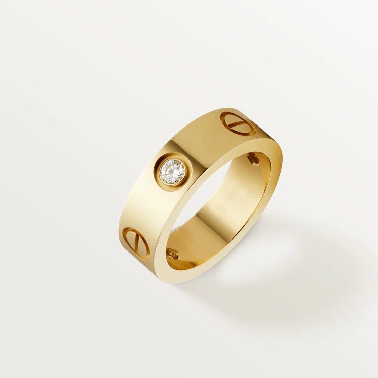 [Luxery]LOVE RING 5.5MM 3 DIAMONDS PINK GOLD