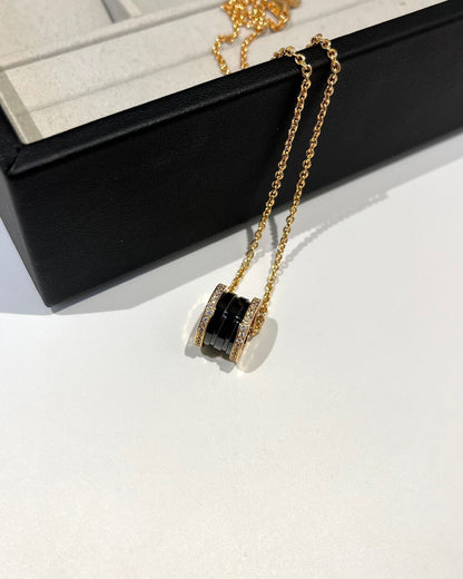 [⭐Luxus]ZERO 1 SCHWARZE KERAMIK DIAMANT ROSÉGOLD HALSKETTE
