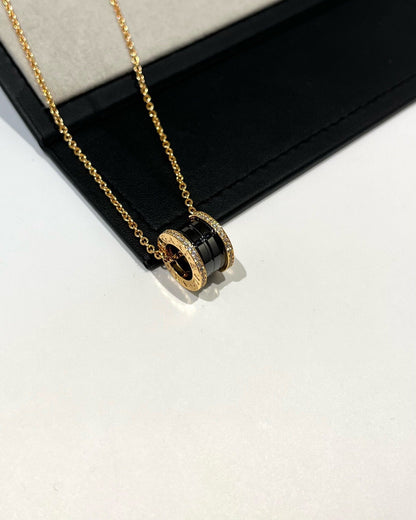 [⭐Luxus]ZERO 1 SCHWARZE KERAMIK DIAMANT ROSÉGOLD HALSKETTE